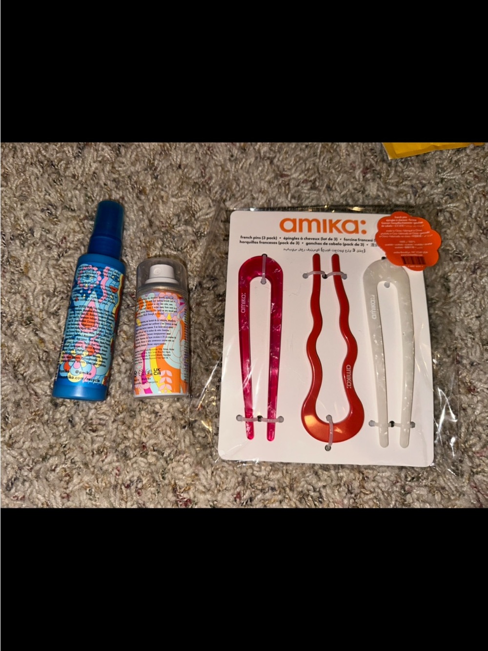 amika Bright Pink, Orange & White Fashion Hair Pin Trio